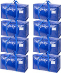 8 Pack Extra Large Moving Bags With Zippers And Carrying Handles, Heavy Duty Waterproof Storage Bags For Moving, Camping And Closet Organization