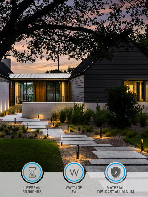 Low Voltage Path Lights 3W LED Landscape Lighting Kit for Driveway and Garden Durable Aluminum 12 to 24V AC DC IP65 Waterproof
