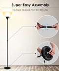 Tall Black LED Floor Lamp With Integrated LED Beads 70.1 Inches Torchiere assembly illustration and parts