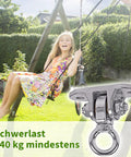 Heavy Duty Stainless Steel Ceiling Swing Hanger Wicked Smooth 360 Rotation Silent Bearing Mount with child on swing.