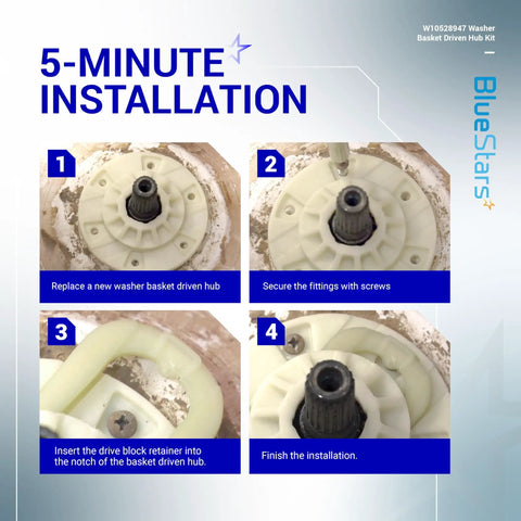 Washer Basket Driven Hub Kit Replacement For Maytag Whirlpool Kenmore Washers Replaces AP5665171 W10528947 MVWX655DW1 MVWC565FW1 Beefed Up Enhanced Design For Quiet Durable Performance