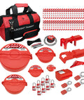 Valve Lockout Tagout Kit For 55 LOTO Devices Including Ball, Butterfly, And Gate Valves, Locks, Cables, Hasps, And Tags