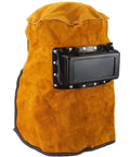 Leather Welding Hood With Flip Open Lens For Face, Head And Neck Protection, Breathable Cowhide Shield Mask, Flame And Heat Resistant