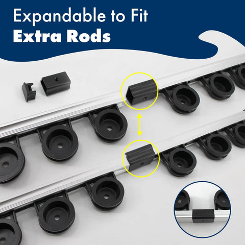 Versatile Fishing Rod Holder For Garage Organization And Wall Storage expandable rack parts details close-up