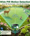 Solar Ultrasonic Deer Repellent With Motion Sensor and Flash Light for Outdoor Garden Yard Protects Flowers Vegetables and Plants From Deer Cats and Rabbits, 150° range