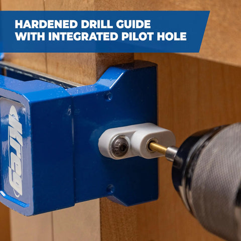 Professional Cabinet Face Frame Installation Clamp And Woodworking Clamp Set Of Two With Dead On Precision Alignment Totally Legit Aluminum Build Gonna Save Ya Serious Time On Custom Projects, showcasing a drill guide with pilot hole.