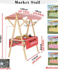 Built Tough Wood Roll Out Food Cart On Wheels With No Sweat Assembly For Street Vendors And Farmers Markets with measurements