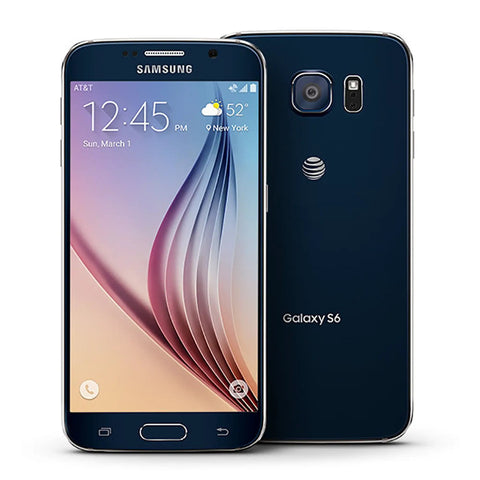 Slick Galaxy S6 Smartphone In Black Sapphire With 32GB Storage And Verizon Wireless Coverage featuring 5.1 inch HD screen and 16MP camera.