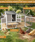 Spacious Backyard Chicken Coop With Walk-In Run And Wheels For 3 To 6 Hens, showing open doors, nesting box, and cleaning tray