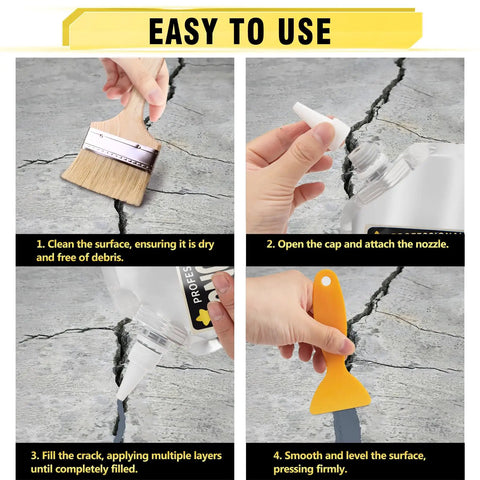 Steps to use Heavy Duty Self Leveling Concrete Crack Filler With High Elasticity For Driveways, Walkways, And Patios, 17.6 Fl Oz