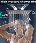 10 Inch Rainfall Shower Head with 16 Inch Adjustable Extension Arm and Handheld Combo in use, oil rubbed bronze, water saving