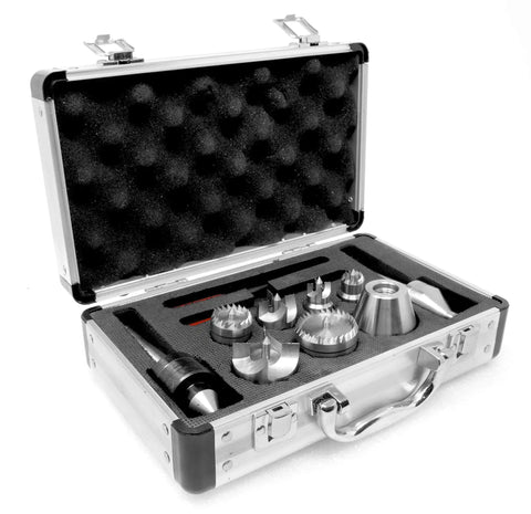 9 Piece MT2 Wood Lathe Drive And Live Center Kit With Aluminum Case No Fuss Mounting Includes Three Multi Spur Drive Centers