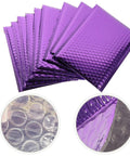 Purple Self Seal Bubble Mailers 18x23cm, 10 Pack, showcasing thickened aluminum foil padded envelopes close-up