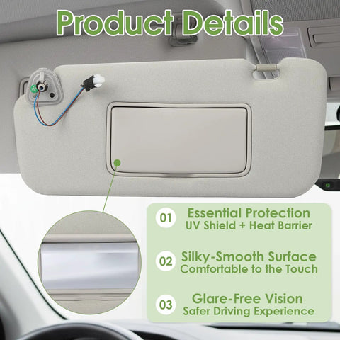 Nissan Murano Sun Visor Replacement Pair With Bracket Clips Gray OEM Fit for 2009-2014 Models showing product details