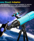 90mm Refractor Telescope For Beginners And Kids With 150X Magnification 500mm Focal Length Fully Multi Coated Optics 133cm Tripod
