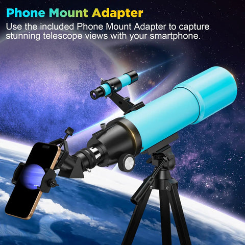 90mm Refractor Telescope For Beginners And Kids With 150X Magnification 500mm Focal Length Fully Multi Coated Optics 133cm Tripod