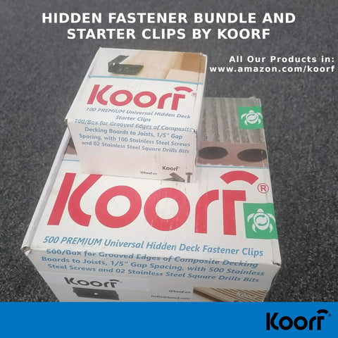 Hidden Deck Fastener Clips Bundle for Grooved Composite Decking with 500 Clips and Accessories by Koorf