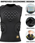 Youth Padded Compression Shirt Chest Protector Pads Heart Sternum Guard For Football Basketball Lacrosse, EVA padding