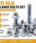 Metric Flange Bolt And Nut Kit 400 Piece Assortment With M6x1.0 M8x1.25 M10x1.5 Bolts Grade 8.8 Alloy Nuts And Washers 12mm To 45mm Lengths No Brainer DIY Home Projects Auto Shop Set, 304 stainless steel flange bolts, nuts, and washers