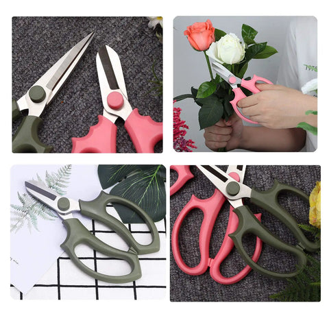 Pro Grade Floral Shears For Flowers And Garden Pruning, Heavy Duty High Carbon Steel Pruner with ergonomic handle in use