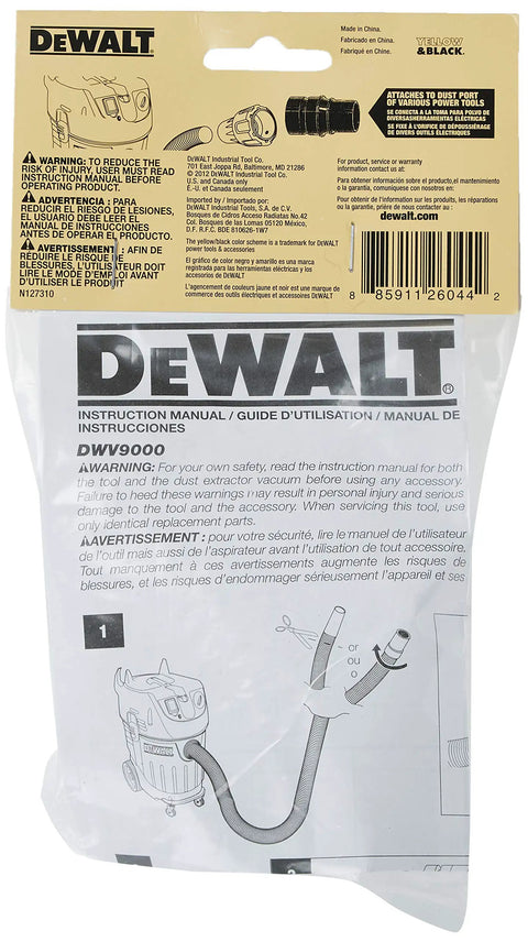 Packaging of DWV9130 35mm Tool Adapter for Dust Collection Easy Hookup With DWV9000 Universal Connector Fits 1.37 Inch OD Ports