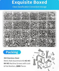 Solid Bad Ass 2000 Piece 304 Stainless Steel Hex Socket Screw Kit M2 M3 M4 M5 Metric Assortment With Nuts Lock Washers Flat Washers Plus Four Allen Wrench Keys For Any Repair Job You Gotta Fix Around House Or Workshop Today, boxed set