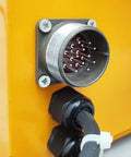 Breveltion portable hole drilling machine circular multipin connector mounted on orange equipment panel