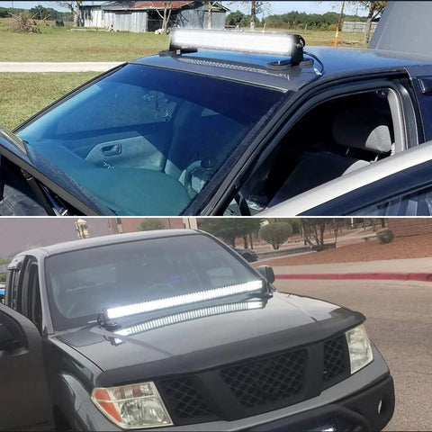 Magnetic Base LED Light Bar Mounting Brackets Set For Hood Or Roof Mounts With Strong Sucker Holders Fits Straight Or Curved Light Bars Black 2 Pack 2 Year Warranty installed on vehicle roofs