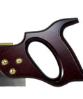 Pro Grade 12 Inch Tenon Saw Packed With Hella Sharp 13 Tpi Blade Brass Reinforced Spine And Stained Beech Handle close-up handle view