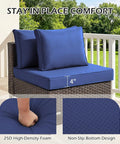 14 Piece Outdoor Patio Cushion Set For 6 Seat Wicker Sectional Sofa Deep 25x25 Inch Replacement Cushions in navy blue, close-up.