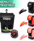 Compact Dive Mesh Gear Bag With Swivel Clip And D Ring, Small Dry Pocket Pouch with finger reel in black, orange, and pink options
