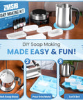 All-In-One Soap Making Kit With 900ml Stainless Steel Pot That Delivers Zero Mess, Drip-Free Melting Pot, 2-In-1 Silicone Molds and DIY Soap Kit