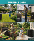 Collapsible 53 Gallon Rain Barrel With Spigot Portable Water Storage Tank used for garden watering, car washing, and yard cleaning.