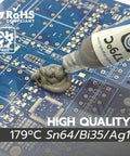Lead Free Solder Paste For SMT And PCB Repair No Clean 179C Melting Point Sn64Bi35Ag1 Alloy 30g Syringe T3 on PCB