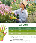 Woman wearing Six Pairs Women Gardening Gloves With Breathable Rubber Coated Grip Thorn Proof And Cut Resistant For Outdoor Work