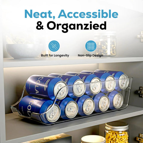 Soda Can Organizer And Dispenser For Fridge And Pantry Stackable 12 Oz Can Storage Bins Clear Space Saving Kitchen Organizer