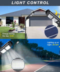 200W Solar Flood Light Dusk To Dawn Outdoor Security Lighting IP65 Waterproof Yard Lamp Grey in use day and night