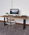 Modern desk with Beefy Heavy Duty Square Tube Metal Table Legs Set Of 2 With Adjustable Feet And Anti Rust Matte Black Finish.