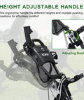 Height adjustable handle of Hardcore Lightweight Foldable Golf Push Cart With Zero Hassle Quick Release Frame.