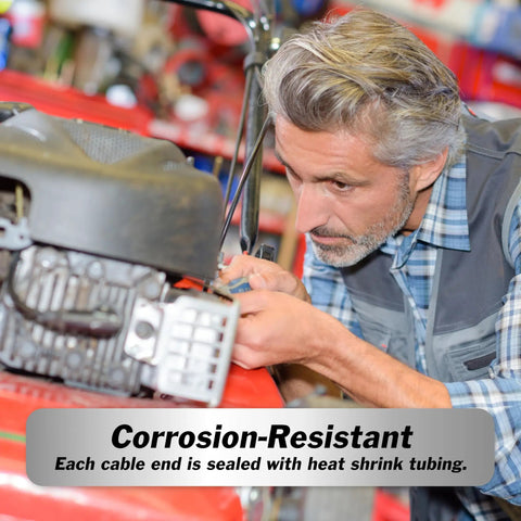 Man working on machinery using Heavy Duty 5 Gauge Battery Cables 10 Foot Red Black Power Cord Kit for optimal connectivity.