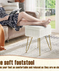Faux Fur Vanity Stool With Hidden Storage Soft Padded Seat On Four Metal Legs With Anti Slip Feet by sofa