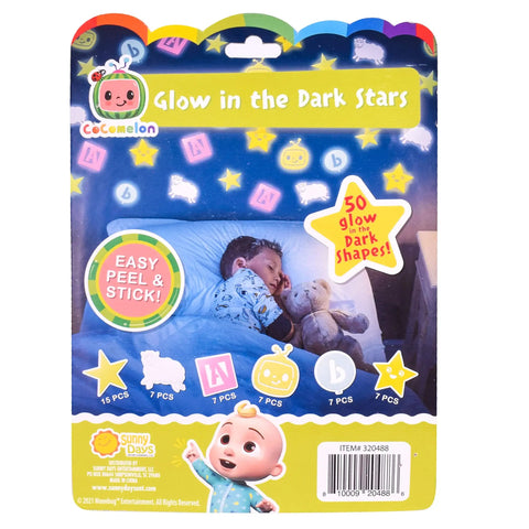 Glow In The Dark Kids Sticker Pack With 50 Assorted Shapes And Colors, Includes Stars, Balloons, Sheep, Melons, Blocks, And More
