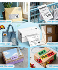 No Sweat Portable Bluetooth Thermal Shipping Label Printer For Hustling Merchants Fast Wireless 4x6 Address Label Maker Compatible With Iphone Android Windows Mac Etsy Shopify Usps White printing various label types including shipping and address labels.
