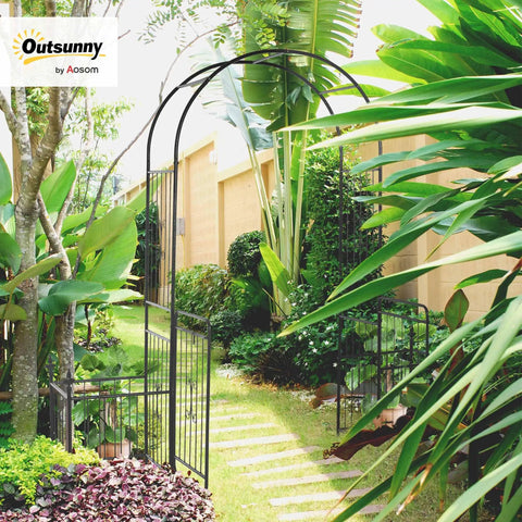 Outdoor Garden Arbor Arch Gate With Trellis Sides For Climbing Plants And Grape Vines Ideal Wedding Ceremony Decor Locking Doors