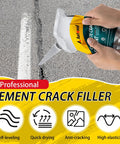 Heavy Duty Concrete Crack Filler And Cement Repair Paste With Self Leveling Formula being applied to a crack in pavement.
