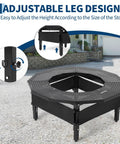 Fire Pit Table Surround With 360 Degree Safety Barrier Built Tough In Heavy Duty Steel, adjustable legs, outdoor patio use.