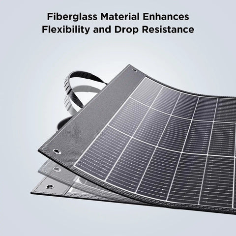 Close-up of a 100W Portable Solar Panel With N-Type 16BB Cells, 25 Percent Efficiency, Ultralight 7.98 Lbs Foldable Charger