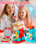 3 In 1 Dough Set With 59 Pieces For Kids Ages 3 And Up Ice Cream Maker Noodle Machine Burger Maker Kitchen Creations Craft Kit Fun Food Play Toys For Boys And Girls Creative Playtime displayed with happy children enjoying play.