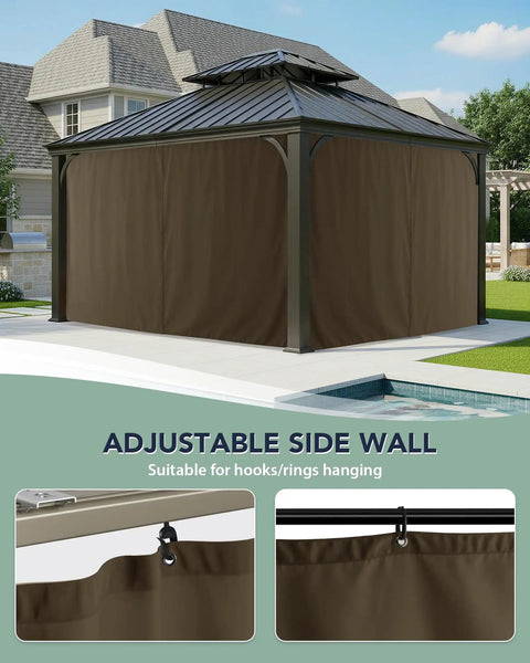 Outdoor Waterproof Gazebo Curtains 4 Panel Privacy Sidewalls With Zipper Universal Replacement For 10x10 To 12x14 Gazebos