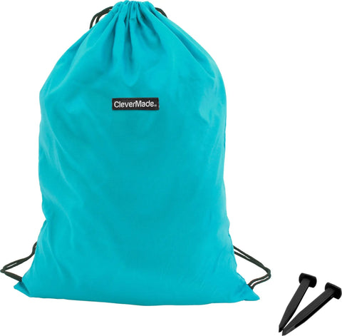 Teal carry bag with black stakes for Inflatable Lounger Air Chair Lightweight Self Inflating Beach Chair With Carry Bag Ground Stakes.